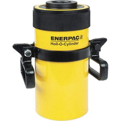 Enerpac - 60 Ton, 6" Stroke, 76.41 Cu In Oil Capacity, Portable Hydraulic Hollow Hole Cylinder - 12.73 Sq In Effective Area, 12.75" Lowered Ht., 18.75" Max Ht., 4.88" Cyl Bore Diam, 3.63" Plunger Rod Diam, 10,000 Max psi - Americas Industrial Supply