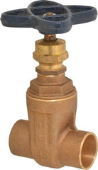 NIBCO - 1" Pipe, Class 125, Soldered Bronze Solid Wedge Stem Gate Valve - 200 WOG, 125 WSP, Screw-In Bonnet - Americas Industrial Supply