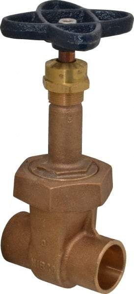 NIBCO - 1" Pipe, Class 150, Soldered Bronze Solid Wedge Rising Stem Gate Valve - 300 WOG, 150 WSP, Bolted Bonnet - Americas Industrial Supply