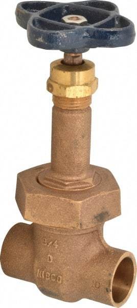 NIBCO - 3/4" Pipe, Class 150, Soldered Bronze Solid Wedge Rising Stem Gate Valve - 300 WOG, 150 WSP, Bolted Bonnet - Americas Industrial Supply