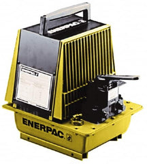 Enerpac - 10,000 psi Air-Hydraulic Pump & Jack - 1 Gal Oil Capacity, 3-Way, 2 Position Valve, Use with Single Acting Cylinders, Advance & Retract - Americas Industrial Supply