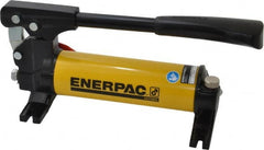 Enerpac - 1" Piston Stroke, 1/2" Piston Diam, 0.15 Cu In per Stroke, 22 Cu In Reservoir Capacity, Manual Hydraulic Pump - 2,850 psi, 34 Lbs. Max Handle Effort, 1 Stage - Americas Industrial Supply