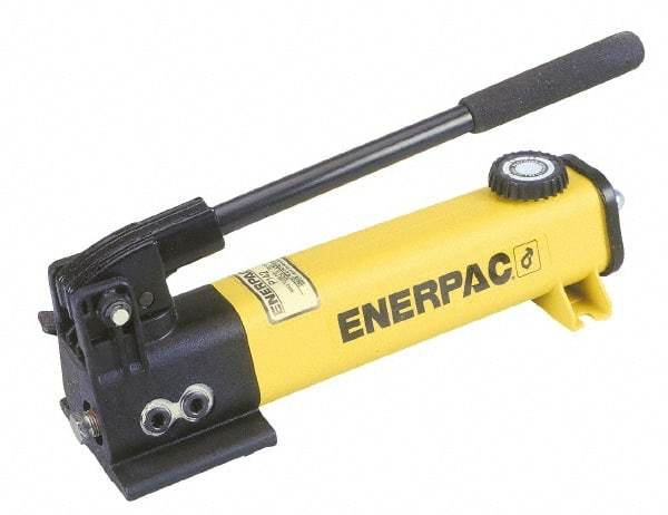 Enerpac - 1" Piston Stroke, 7/16" Diam, 0.151 Cu In per Stroke, 55 Cu In Reservoir Capacity, Manual Hydraulic Pump - 10,000 psi, 72 Lbs. Max Handle Effort - Americas Industrial Supply