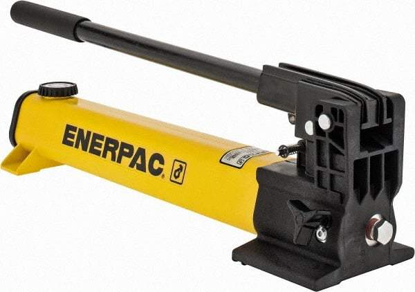 Enerpac - 1" Piston Stroke, 0.94" Diam, 0.687, 0.151" Cu In per Stroke, 55 Cu In Reservoir Capacity, Manual Hydraulic Pump - 10,000 psi, 93 Lbs. Max Handle Effort - Americas Industrial Supply