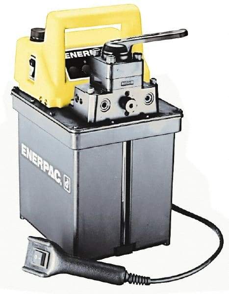 Enerpac - 10,000 psi Electric Hydraulic Pump & Jack - 0.5 Gal Oil Capacity, 3-Way, 2 Position Valve, Use with Single Acting Cylinders, Advance, Hold & Retract - Americas Industrial Supply