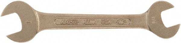 Ampco - 14mm x 17mm Nonsparking Open End Wrench - 6-1/2" OAL, Double End, Plain Finish - Americas Industrial Supply