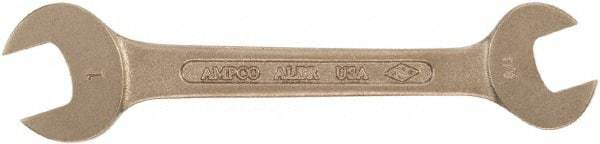 Ampco - 13mm x 15mm Nonsparking Open End Wrench - 5-3/4" OAL, Double End, Plain Finish - Americas Industrial Supply