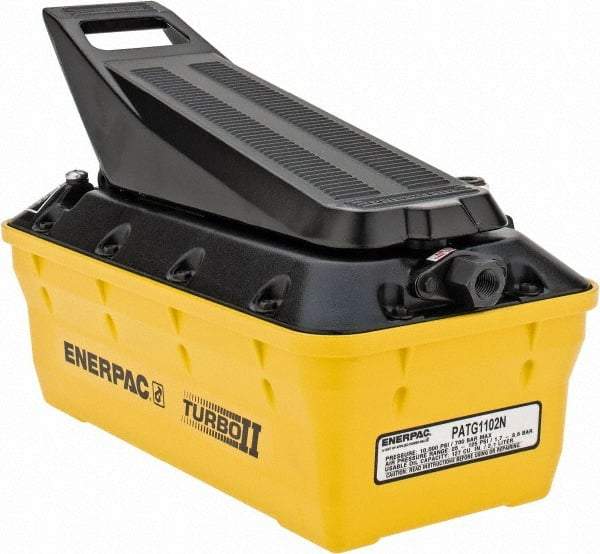 Enerpac - 10,000 psi Air-Hydraulic Pump & Jack - 127 Cu In Oil Capacity, Use with Single Acting Cylinders, Advance, Hold & Retract - Americas Industrial Supply