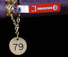 NMC - 1-1/2" High x 1-1/2" Long, [Number Set 1-25], Safety & Facility Valve Tag - 1 Side, Gold Brass - Americas Industrial Supply
