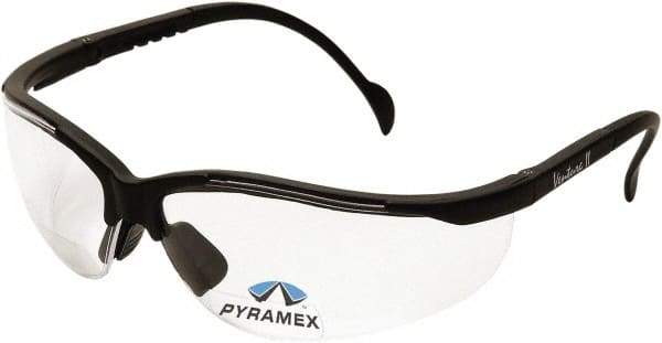 PYRAMEX - +1.5, Clear Lenses, Scratch Resistant, Framed Magnifying Safety Glasses - UV Protection, Adjustable Temples, Black Nylon Frame, ANSI Z87.1, CSA Z94.3-07 - Americas Industrial Supply