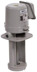 Graymills - 230/460 Volt, 1/2 hp, 3 Phase, 3,450 RPM, Cast Iron Immersion Machine Tool & Recirculating Pump - 35 GPM, 43 psi, 7-1/2" Long x 7-1/2" Mounting Flange Width, 18-5/16" Overall Height, Metric Thread, Aluminum Impeller - Americas Industrial Supply