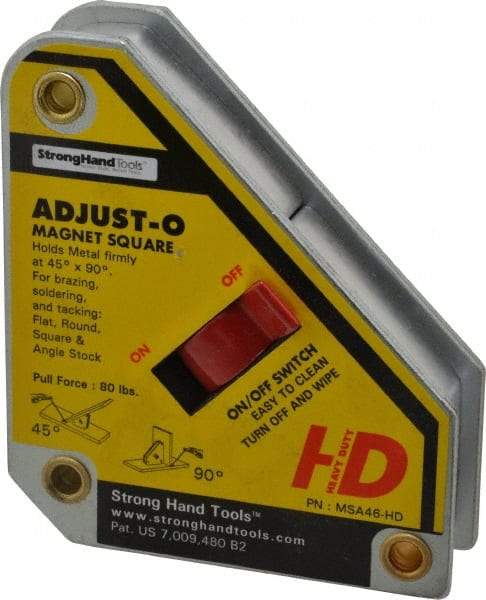 Strong Hand Tools - 3-3/4" Wide x 1-1/8" Deep x 4-3/8" High Magnetic Welding & Fabrication Square - 65 Lb Average Pull Force - Americas Industrial Supply