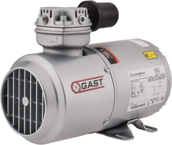 Gast - 1/6 hp, 1.8 CFM, Piston Vacuum Pump - 27.5 Hg/In, 115-1 Volt, 5.63" Long x 11.62" Wide x 8.58" High - Americas Industrial Supply