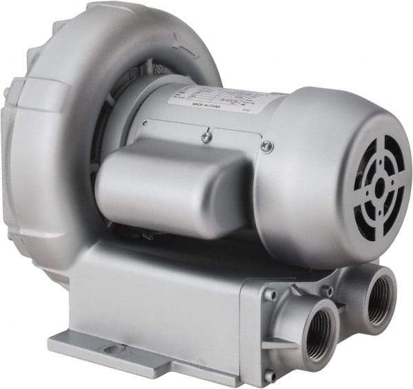 Gast - 1/8 HP Single Phase Regenerative Air Blower - 115/230V, 27 Max CFM, 28.5" Max Water Pressure, 26.5" Max Vacuum Water Pressure, 2.3/1.0 Full Load Amps - Americas Industrial Supply