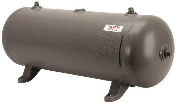 Made in USA - 10 Gallon, 200 Max psi Horizontal Tank - 30" Tank Length x 10" Tank Diam - Americas Industrial Supply