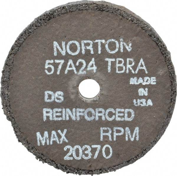Norton - 3" Diam x 3/8" Hole x 1/4" Thick, T Hardness, 24 Grit Surface Grinding Wheel - Aluminum Oxide, Type 1, Very Coarse Grade, 20,370 Max RPM, No Recess - Americas Industrial Supply