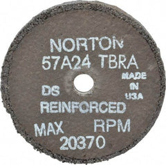 Norton - 3" Diam x 3/8" Hole x 1/4" Thick, T Hardness, 24 Grit Surface Grinding Wheel - Aluminum Oxide, Type 1, Very Coarse Grade, 20,370 Max RPM, No Recess - Americas Industrial Supply