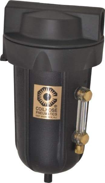 Coilhose Pneumatics - 1/2" Port, 7" High, FRL Filter with Aluminum Bowl & Automatic Drain - 250 Max psi, 250°F Max, 8 oz Bowl Capacity - Americas Industrial Supply