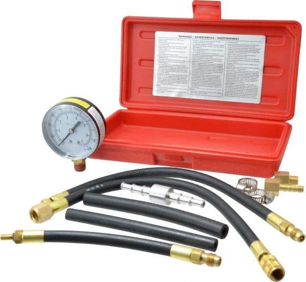 Value Collection - 12" Hose Length, 0 to 100 psi, Mechanical Automotive Fuel Injection Tester - 1 Lb Graduation, Steel - Americas Industrial Supply