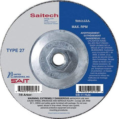 Sait - 9" Wheel Diam, 1/8" Wheel Thickness, Type 27 Depressed Center Wheel - Ceramic, Resinoid Bond, 6,600 Max RPM, Compatible with Angle Grinder - Americas Industrial Supply