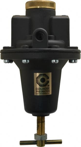 Coilhose Pneumatics - 3/4 NPT Port, 160 CFM, Cast Aluminum Heavy-Duty T-Handle Regulator - 0 to 200 psi Range, 250 Max psi Supply Pressure, 1/4" Gauge Port Thread, 5" Wide x 8-1/2" High - Americas Industrial Supply