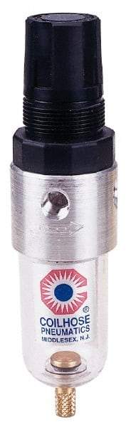 Coilhose Pneumatics - 1/8" NPT Port Miniature 1 Piece Filter/Regulator FRL Unit - Polycarbonate Bowl, 25 SCFM, 150 Max psi, 6" High, Manual Drain - Americas Industrial Supply