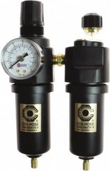Coilhose Pneumatics - 3/8" NPT Port Compact 3 Piece Filter-Regulator-Lubricator FRL Unit - Zinc Bowl, 65 SCFM, 250 Max psi, 6.5" High, Automatic Drain - Americas Industrial Supply
