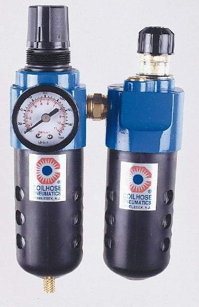 Coilhose Pneumatics - 3/4" NPT Port Standard 2 Piece Filter/Regulator-Lubricator FRL Unit - Metal Bowl, 125 SCFM, 250 Max psi, 10.5" High, Automatic Drain - Americas Industrial Supply