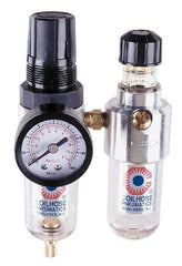 Coilhose Pneumatics - 1/4" NPT Port Miniature 2 Piece Filter/Regulator-Lubricator FRL Unit - Polycarbonate Bowl, 25 SCFM, 150 Max psi, 6" High, Manual Drain - Americas Industrial Supply