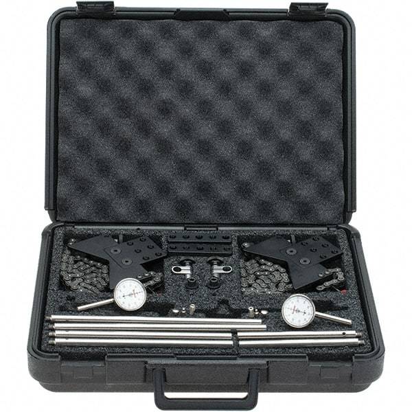 Starrett - 8 Piece, 0.2" Max Measuring, 1-7/16" Dial Diam, 0-50-0 Dial Reading, White Shaft Alignment Clamp Set - 0.001" Dial Graduation - Americas Industrial Supply