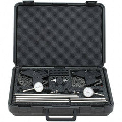Starrett - 8 Piece, 0.2" Max Measuring, 1-7/16" Dial Diam, 0-50-0 Dial Reading, White Shaft Alignment Clamp Set - 0.001" Dial Graduation - Americas Industrial Supply