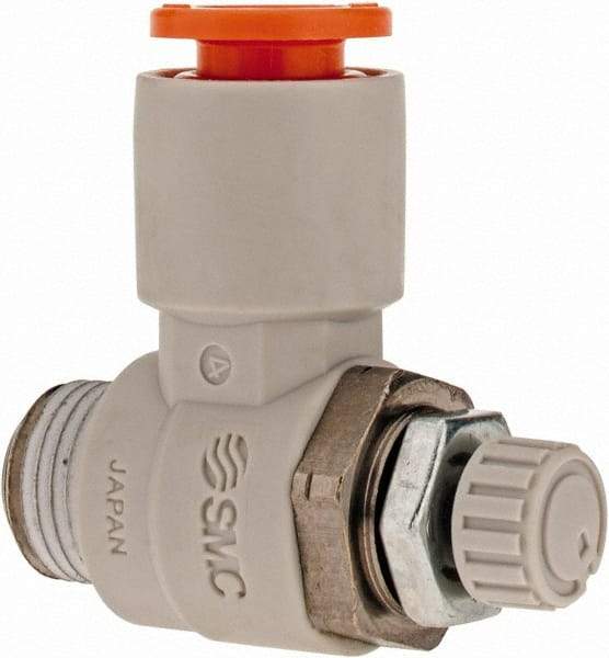 SMC PNEUMATICS - 1/4" Tube OD x 1/8" Male NPT Flow Control Elbow Valve - Meter Out - Americas Industrial Supply