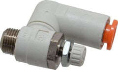 SMC PNEUMATICS - 1/4" Tube OD x 1/8" Male NPT Flow Control Offset Inline Valve - Meter Out - Americas Industrial Supply