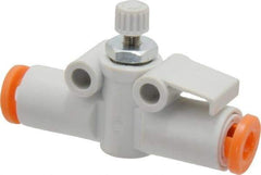 SMC PNEUMATICS - 5/32" Tube OD x M5 Body Flow & Speed Control Valve - Speed Control Inline Type with One Touch Fitting - Americas Industrial Supply