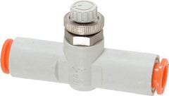 SMC PNEUMATICS - 5/16" Tube OD x 1/4 Body Flow & Speed Control Valve - Speed Control Inline Type with One Touch Fitting - Americas Industrial Supply