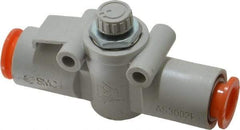 SMC PNEUMATICS - 3/8" Tube OD x 3/8 Body Flow & Speed Control Valve - Speed Control Inline Type with One Touch Fitting - Americas Industrial Supply