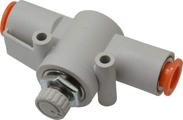 SMC PNEUMATICS - 3/8" Tube OD x 1/2 Body Flow & Speed Control Valve - Speed Control Inline Type with One Touch Fitting - Americas Industrial Supply