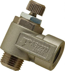 SMC PNEUMATICS - 1/8" Male NPT x 1/8" Female NPT Flow & Speed Control Valve - Elbow Type - Americas Industrial Supply