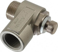 SMC PNEUMATICS - 3/8" Male NPT x 3/8" Female NPT Flow & Speed Control Valve - Elbow Type - Americas Industrial Supply
