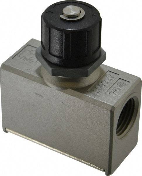 SMC PNEUMATICS - 1/2" Male NPT x 1/2" Female NPT Flow & Speed Control Valve - Inline Type - Americas Industrial Supply
