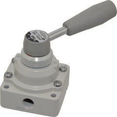 SMC PNEUMATICS - 1/4" NPT Rotary Hand Air Valve - 3 Position, 0.4 CV Rate, 150 Max psi & 140°F Max Temp - Americas Industrial Supply