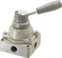 SMC PNEUMATICS - 3/8" NPT Rotary Hand Air Valve - 3 Position, 1.1 CV Rate, 150 Max psi & 140°F Max Temp - Americas Industrial Supply