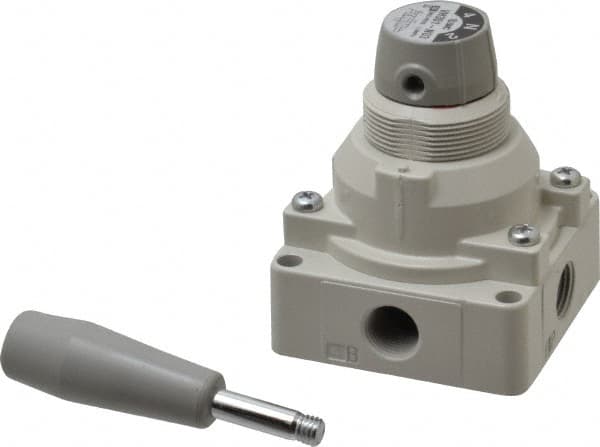 SMC PNEUMATICS - 3/8" NPT Rotary Hand Air Valve - 3 Position, 1.1 CV Rate, 150 Max psi & 140°F Max Temp - Americas Industrial Supply