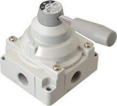 SMC PNEUMATICS - 1/2" NPT Rotary Hand Air Valve - 3 Position, 3.1 CV Rate, 150 Max psi & 140°F Max Temp - Americas Industrial Supply