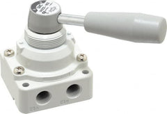 SMC PNEUMATICS - 1/4" NPT Rotary Hand Air Valve - 2 Position, 0.4 CV Rate, 150 Max psi & 140°F Max Temp - Americas Industrial Supply