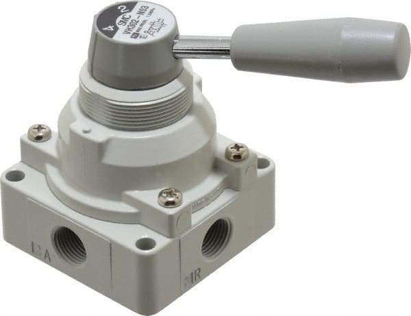 SMC PNEUMATICS - 3/8" NPT Rotary Hand Air Valve - 2 Position, 1.1 CV Rate, 150 Max psi & 140°F Max Temp - Americas Industrial Supply