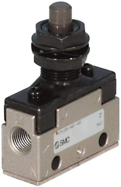 SMC PNEUMATICS - 0.55 CV Rate, 1/8" NPT Inlet Mechanical Valve - 4 Way, 5 Ports, Plunger Roller Plunger Inline - Americas Industrial Supply