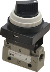 SMC PNEUMATICS - 0.14 CV Rate, 1/8" NPT Inlet Mechanical Valve - 2 Way, 2 Ports, Selector 90° Turn - Americas Industrial Supply