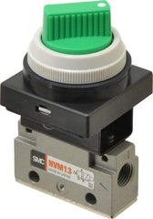 SMC PNEUMATICS - 0.14 CV Rate, 1/8" NPT Inlet Mechanical Valve - 3 Way, 2 Ports - Americas Industrial Supply