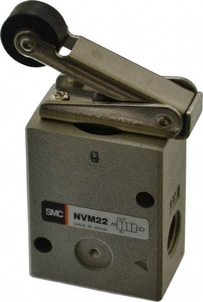 SMC PNEUMATICS - 1.00 CV Rate, 1/4" NPT Inlet Mechanical Valve - 2 Way, 2 Ports, Roller Lever - Americas Industrial Supply